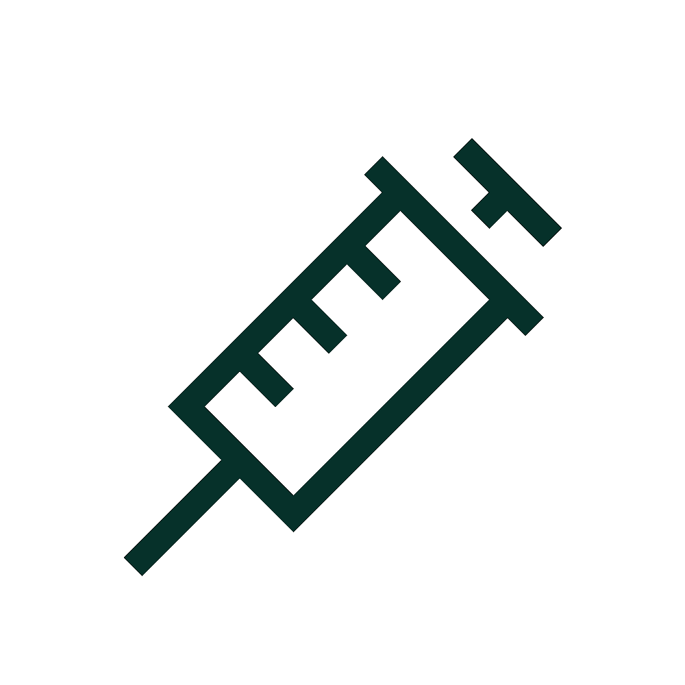 Outline of a syringe representing vaccination and health care.