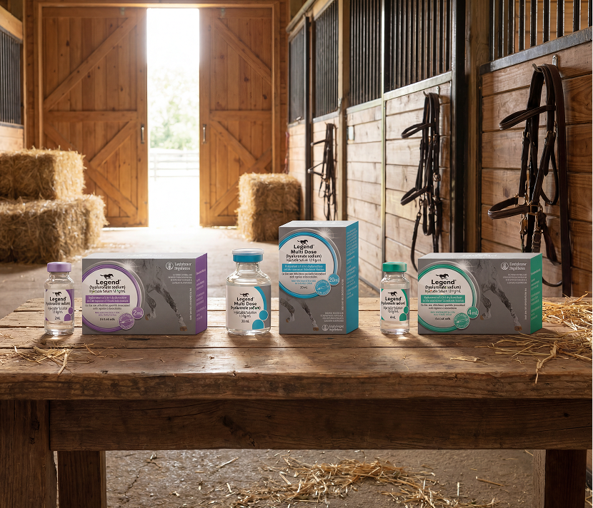 Legend products on table in barn